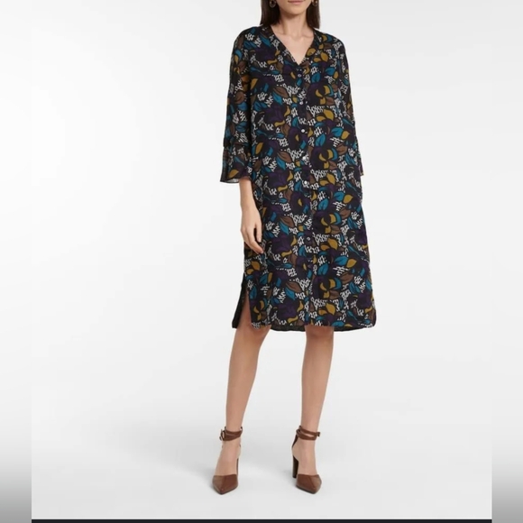 Maxmara Vadier Floral Ramie Midi Dress - Picture 2 of 6